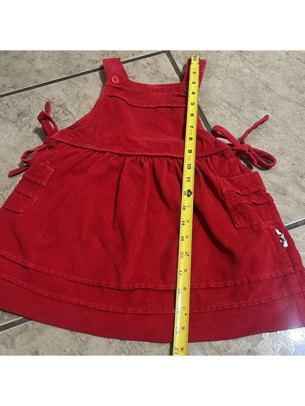Vintage Popsicle Corduroy Red Dress Pockets 100% Cotton Size 6x Kids Girls